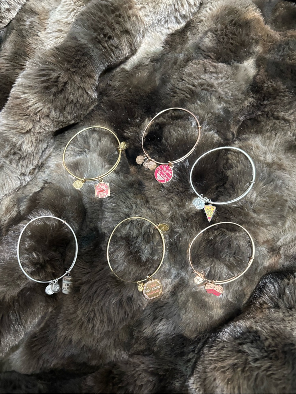 Alex and Ani Mixed Metal Charm Bangle Bracelets in Gold, Rose Gold & Silver